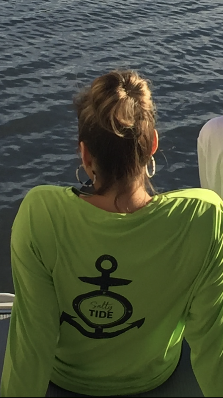 Long Sleeve Performance Anchor Tee Lime Green