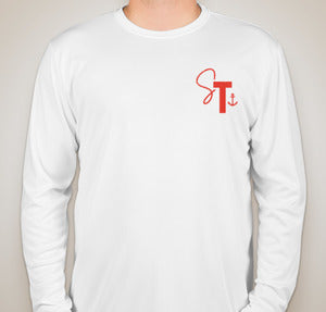 Long Sleeve Performance Anchor Tee White