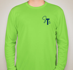 Long Sleeve Performance Anchor Tee Lime Green